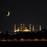 Sultanahmet mosque and crescent during Ramadan in Istanbul/Turkey. .