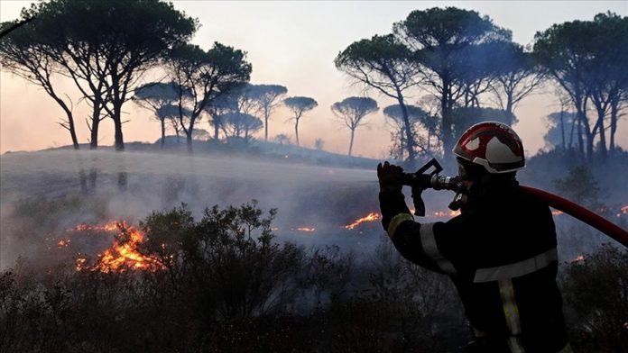 Fransa'nın Pireneler bölgesinde çıkan yangın