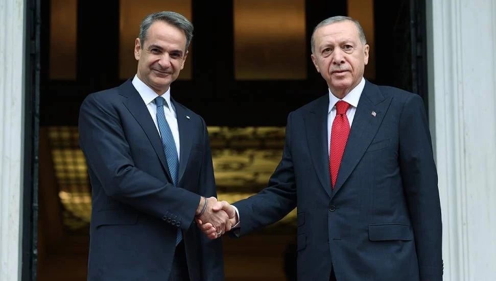 Yunanistan Başbakanı Kiriakos Miçotakis Cumhurbaşkanı Recep Tayyip Erdoğan